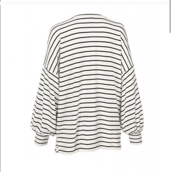 CAbi 5746 Relax Game Day Striped Long Sleeve Top Sweatshirt Black White Large - Picture 4 of 15